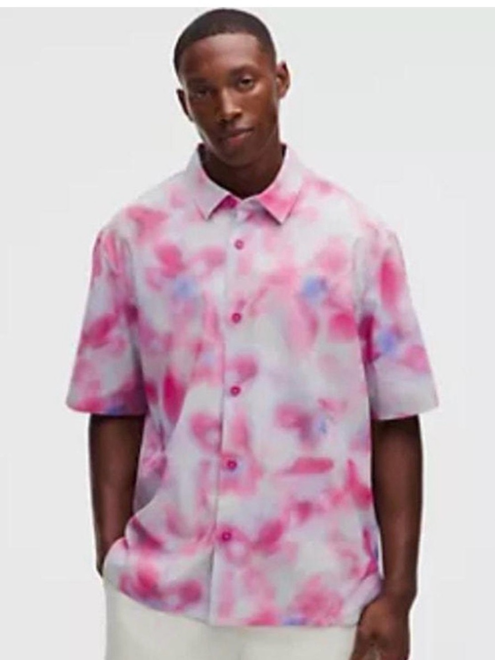 lululemon athletica Men's Pink Tie-Dye Short-Sleeve Button-Down Shirt